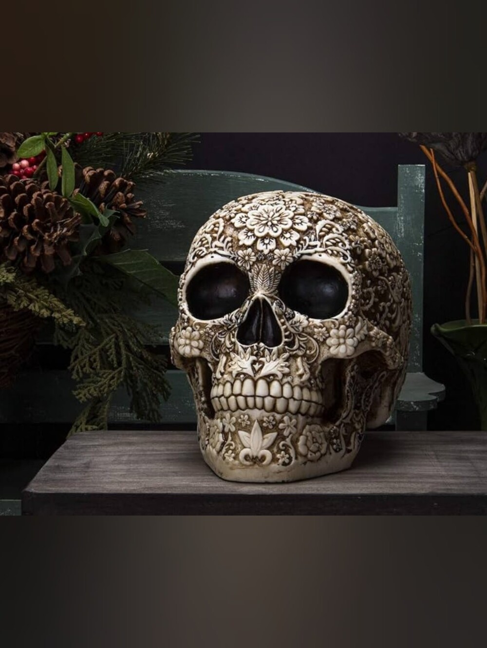 Resin Skull Crafts Blossoms Garden Creative Art